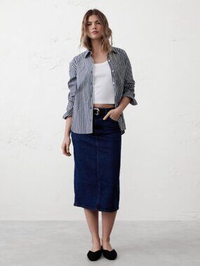 Banana Republic Denim Midi Pencil Skirt Dark Rinse Size 16 Retail Price $80.00